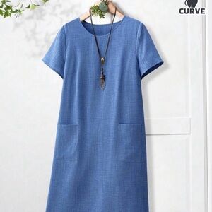 SHEIN Blue Short Sleeve Dress